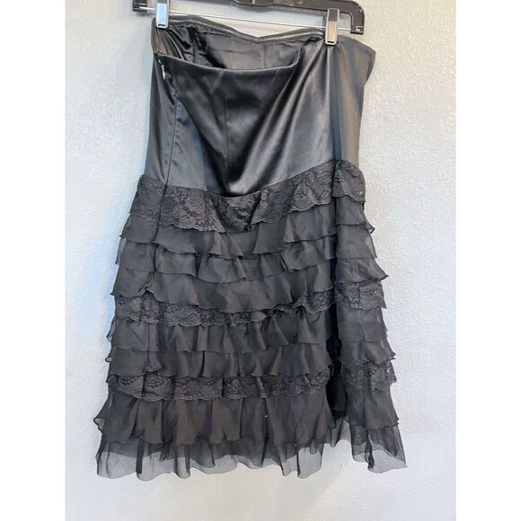 Express Design Studio Dress Strapless Ruffle Mini Tiered Black Womens 12‎ - Picture 3 of 10